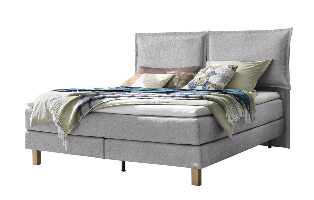 Hasena Bonita Boxspringbett – 140 x 200 cm, Glamour-Top, Pace light grey