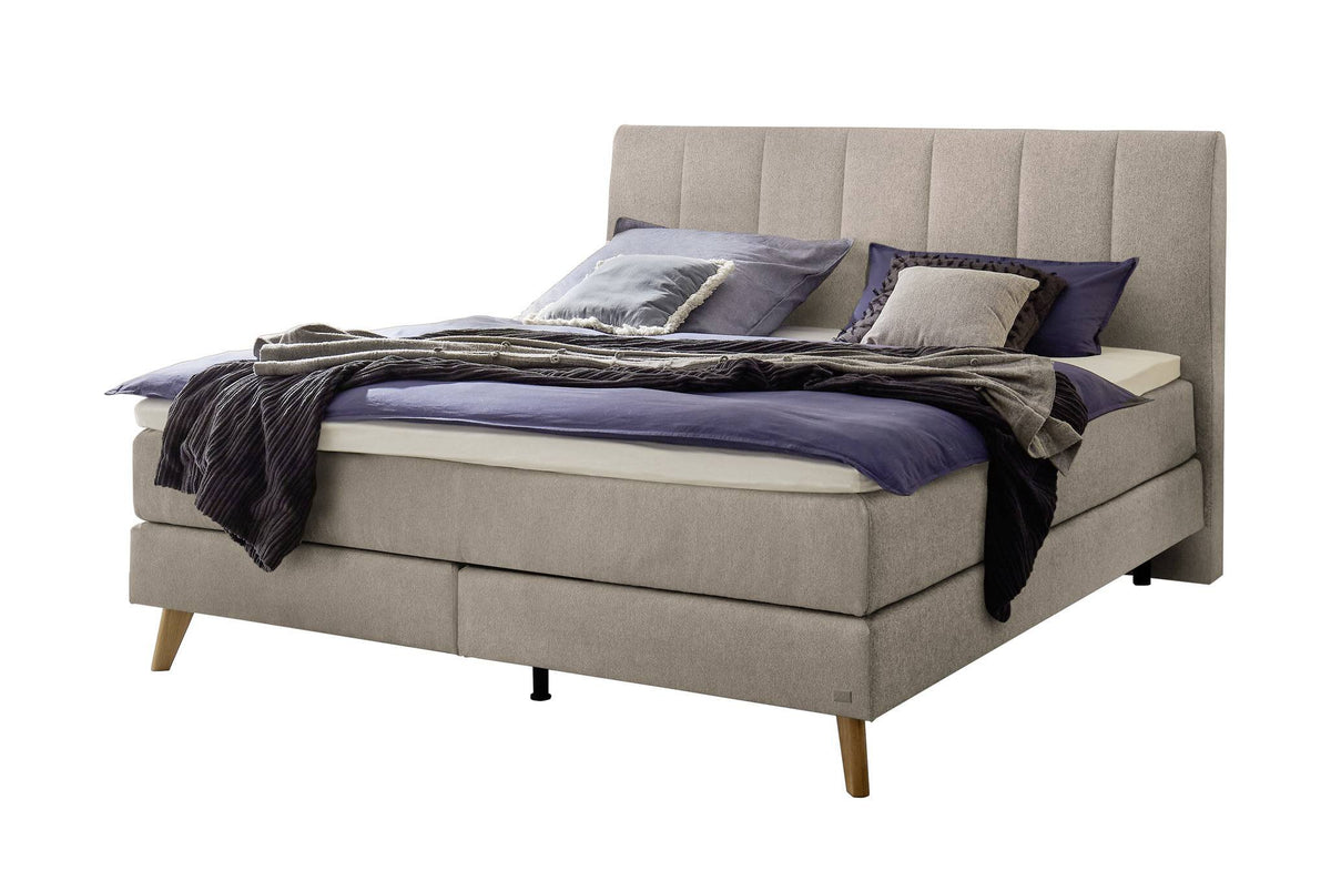 Hasena Fernanda Boxspringbett – 140 x 200 cm, Glamour-Top, Pace sand