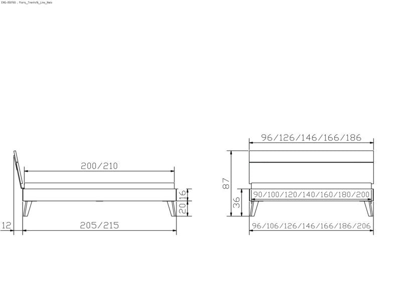Hasena Floris Bettgestell – 120 x 200 cm, 20 cm, MDF weiss deckend, lackiert