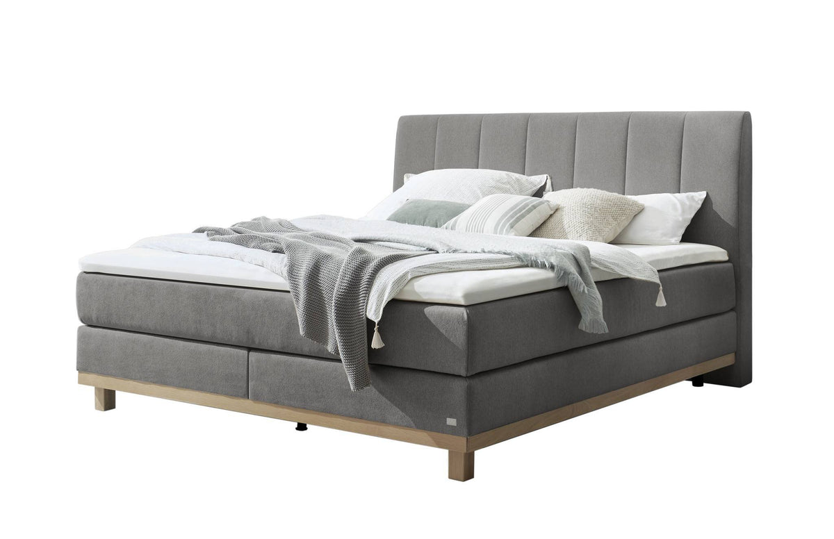 Hasena Estela Boxspringbett – 140 x 200 cm, Glamour-Top, Pace grey