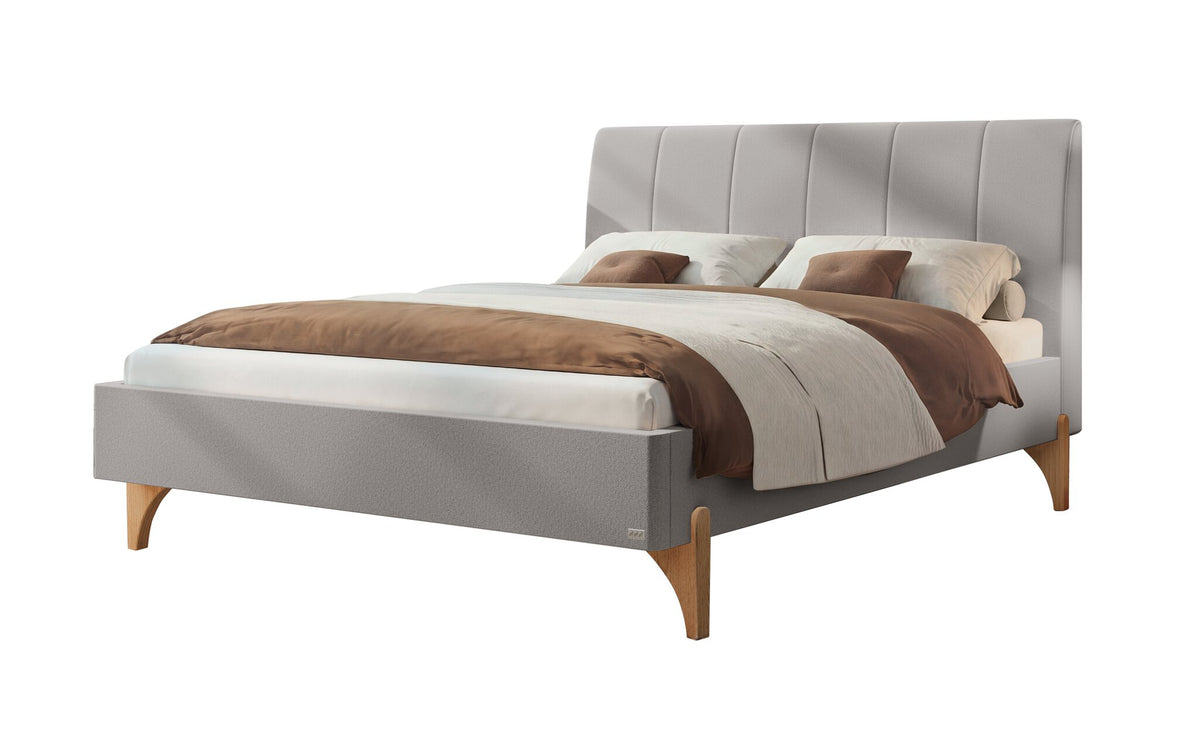 Hasena Renata Polsterbett – 140 x 200 cm, Fusshöhe 20 cm, Eiche bright, geölt, Pace light grey