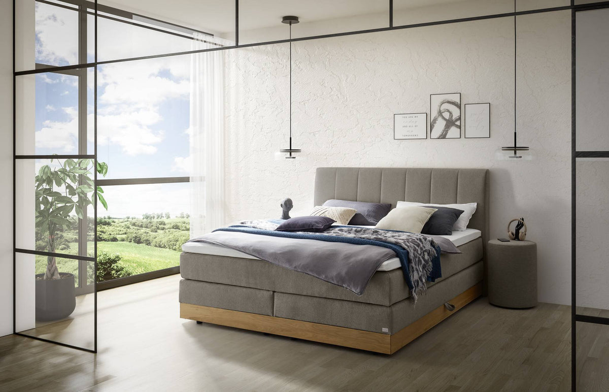 Hasena Pedrosa Boxspringbett mit Stauraum – 180 x 200 cm, Glamour-Top, Monet steel