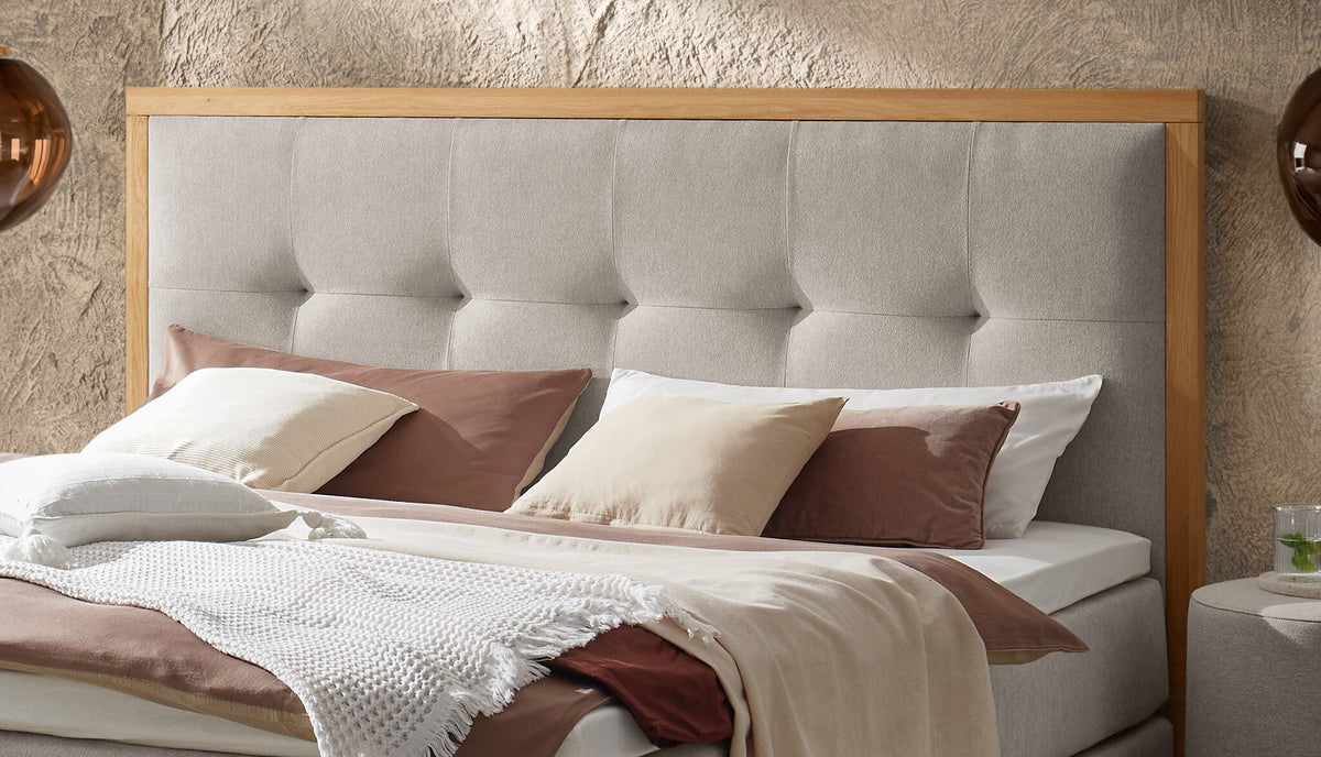 Hasena Marisol Boxspringbett – 140 x 200 cm, Elegance-Top, Pace grey