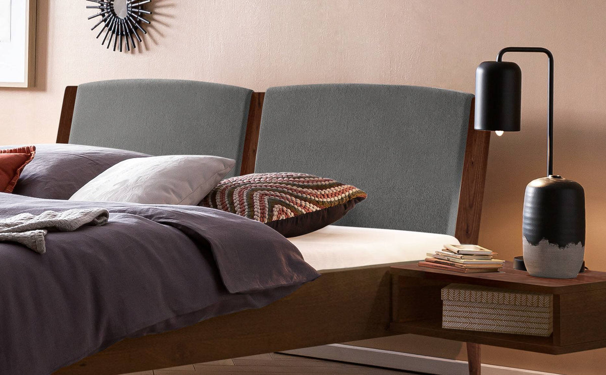 Hasena Pistoia Bett mit Polsterkopfteil – 160 x 200 cm, 20 cm, Wildeiche natur, geölt