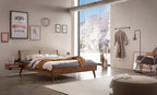Hasena Fabro Bett mit Polsterkopfteil – 140 x 200 cm, Fusshöhe 25 cm, Nussbaum, geölt, 842-Pace sand