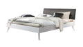 Hasena Pesaro Bett mit Polsterkopfteil – 90 x 200 cm, Fusshöhe 20 cm, MDF weiss deckend, lackiert, Monet steel