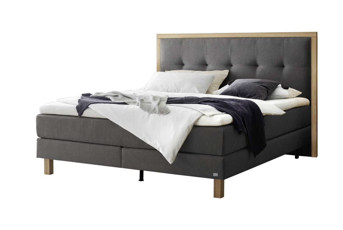 Hasena Solara Boxspringbett – 140 x 200 cm, Glamour-Top, Pace grey