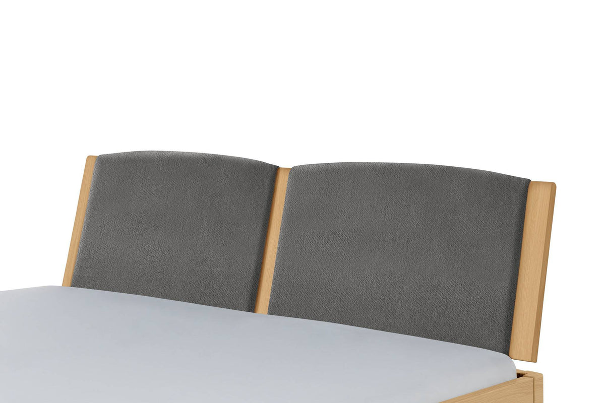 Hasena Comfy Polsterkopfteil – 140 cm, Eiche bright, geölt, 841-Pace grey