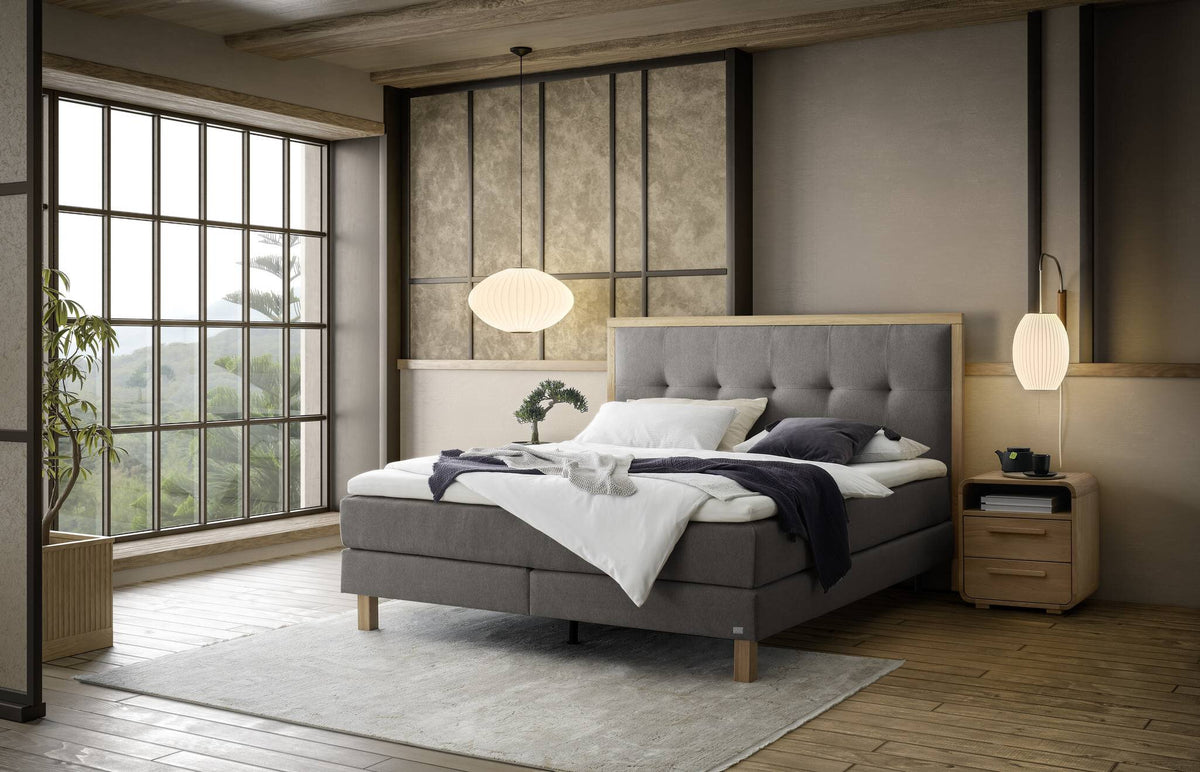 Hasena Solara Boxspringbett – 140 x 200 cm, Lovely-Top, Pace grey
