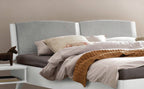 Hasena Fabro Bett mit Polsterkopfteil – 160 x 200 cm, Fusshöhe 20 cm, MDF weiss deckend, lackiert, 842-Pace sand