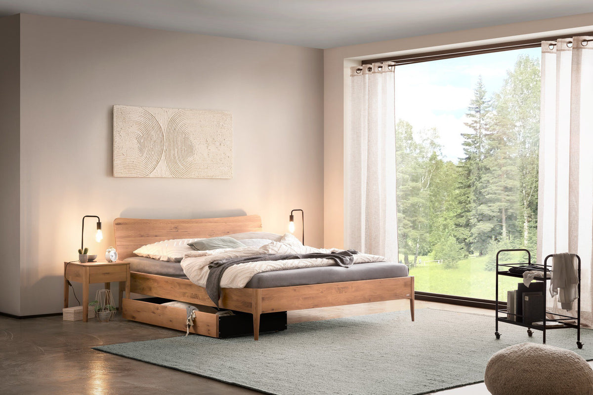 Hasena Spezia Bettgestell – 140 x 200 cm, 25 cm, Wildeiche natur, geölt