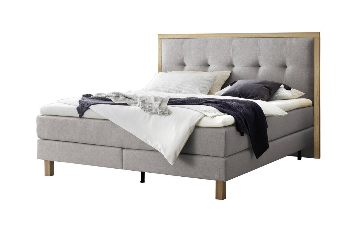 Hasena Solara Boxspringbett – 140 x 200 cm, Glamour-Top, Pace light grey