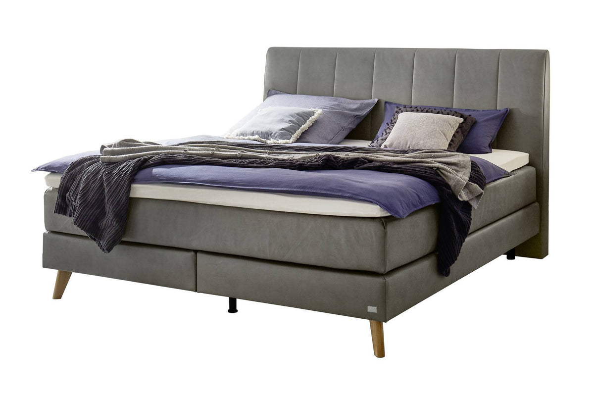 Hasena Fernanda Boxspringbett – 140 x 200 cm, Glamour-Top, Monet steel