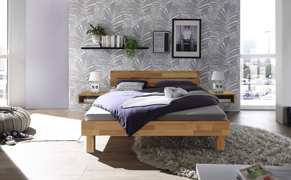 Hasena Prato Bettgestell – 90 x 200 cm, 25 cm, Kernbuche natur, geölt