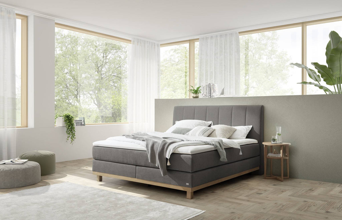 Hasena Estela Boxspringbett – 140 x 200 cm, Lovely-Top, Pace grey