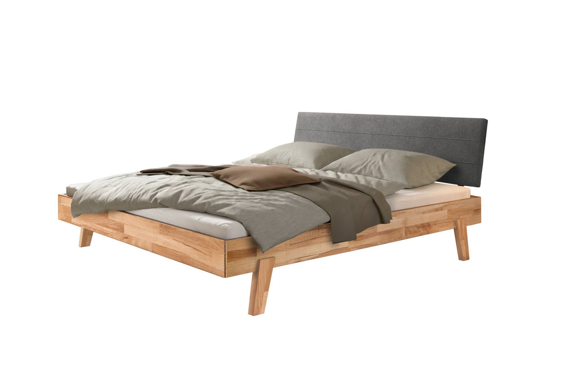 Hasena Vasto Bettgestell – 140 x 200 cm, Fusshöhe 20 cm, Kernbuche natur, geölt, Pace grey
