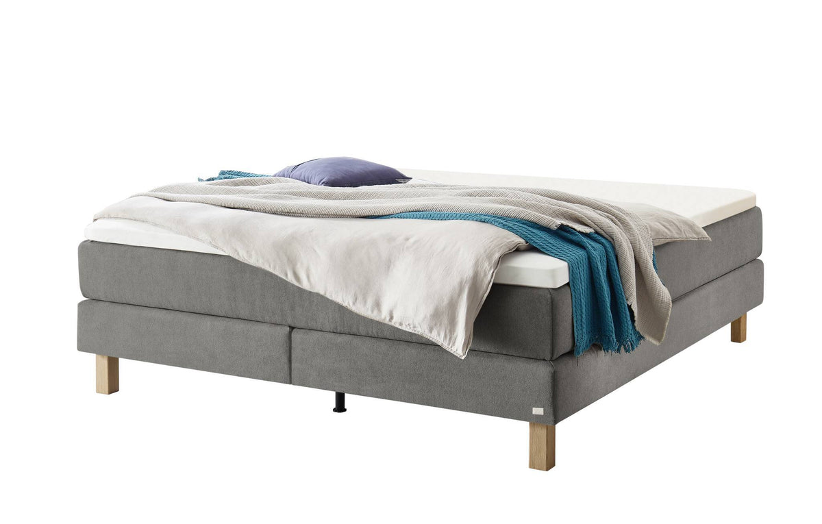 Hasena Carlota Boxspringbett – 140 x 200 cm, Glamour-Top, Pace grey