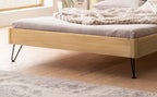 Hasena Lugano Massivholzbett mit Polsterkopfteil – 180 x 200 cm, Eiche bright, geölt, 841-Pace grey