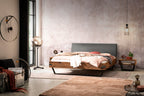 Hasena Lecona Massivholzbett mit Polsterkopfteil – 140 x 200 cm, 25 cm, Akazie Vintage brown, lackiert