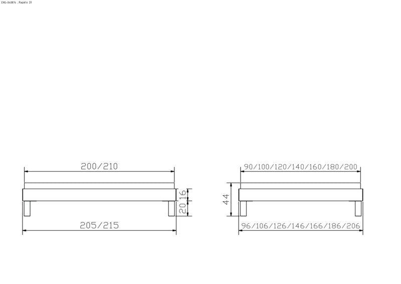Hasena Rapallo Bettgestell – 120 x 200 cm, 20 cm, MDF weiss deckend, lackiert