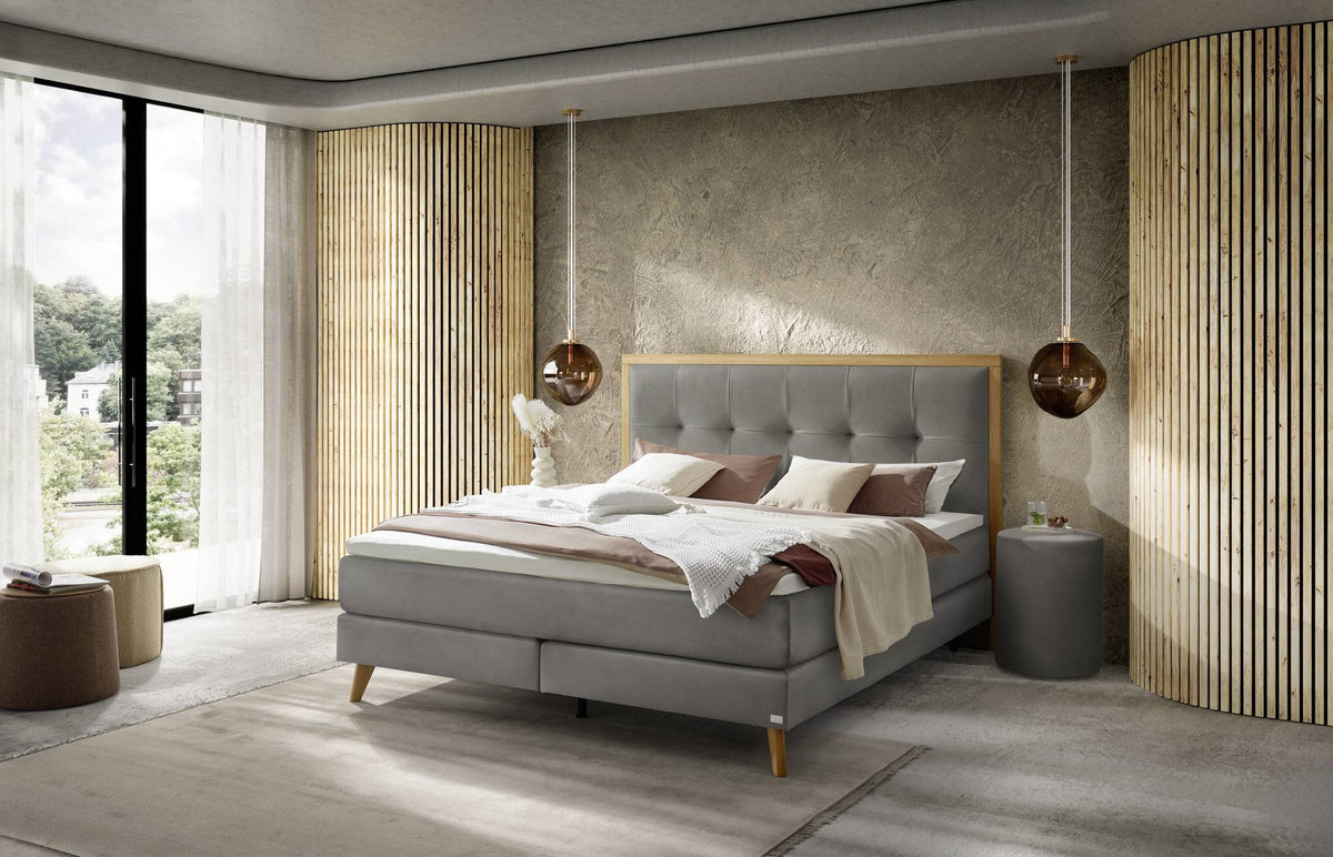 Hasena Marisol Boxspringbett – 140 x 200 cm, Lovely-Top, Monet steel