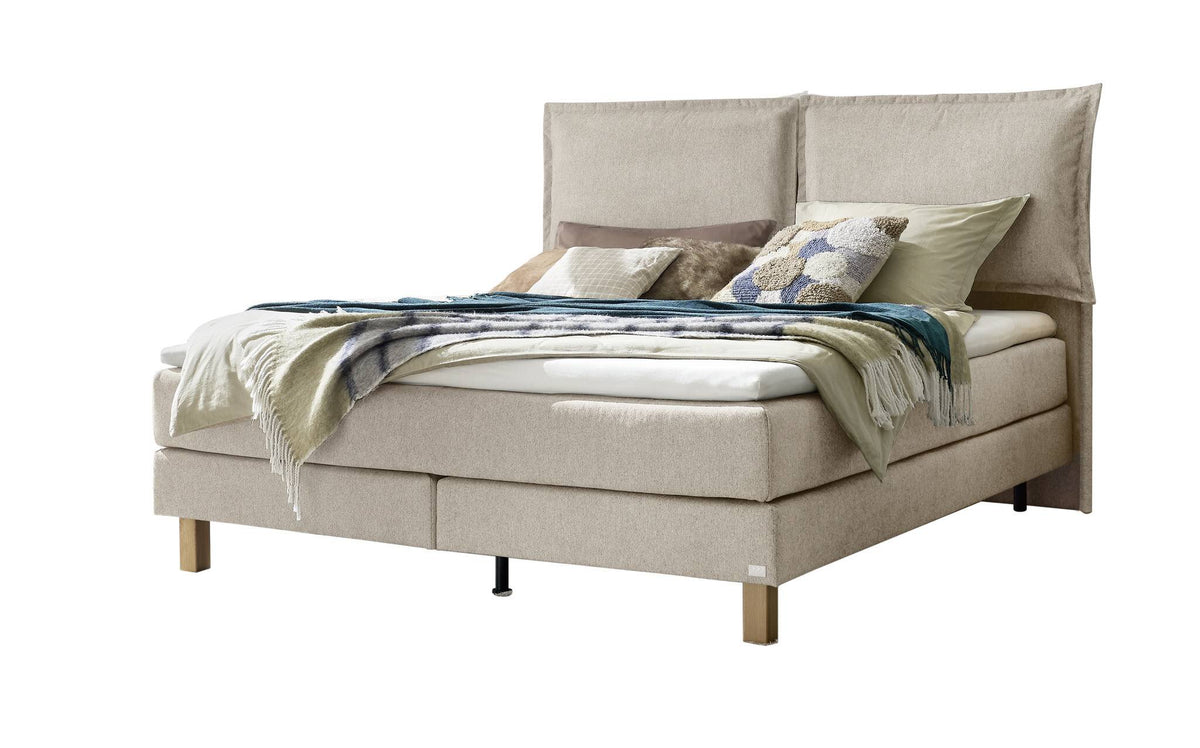 Hasena Bonita Boxspringbett – 140 x 200 cm, Glamour-Top, Pace sand