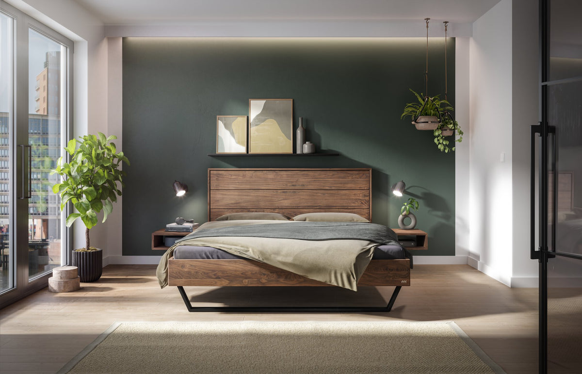 Hasena Mirco Massivholzbett – 140 x 200 cm, 25 cm, Nussbaum, geölt