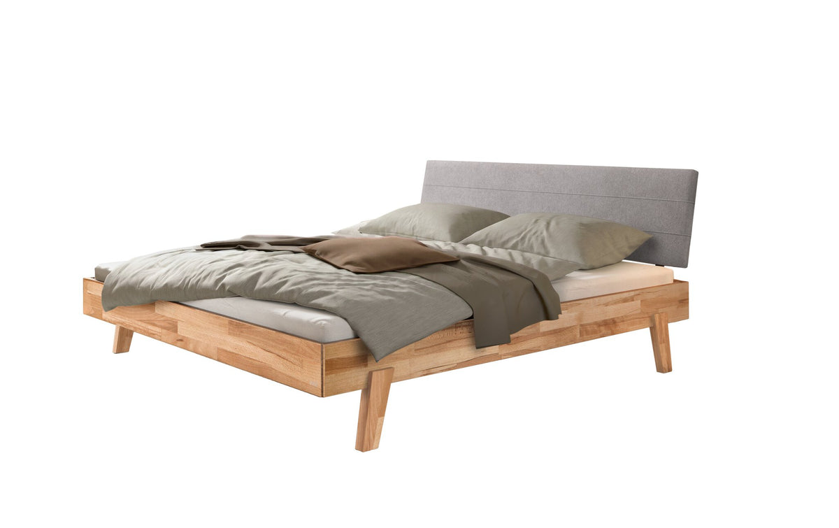 Hasena Vasto Bettgestell – 140 x 200 cm, Fusshöhe 20 cm, Kernbuche natur, geölt, Pace light grey