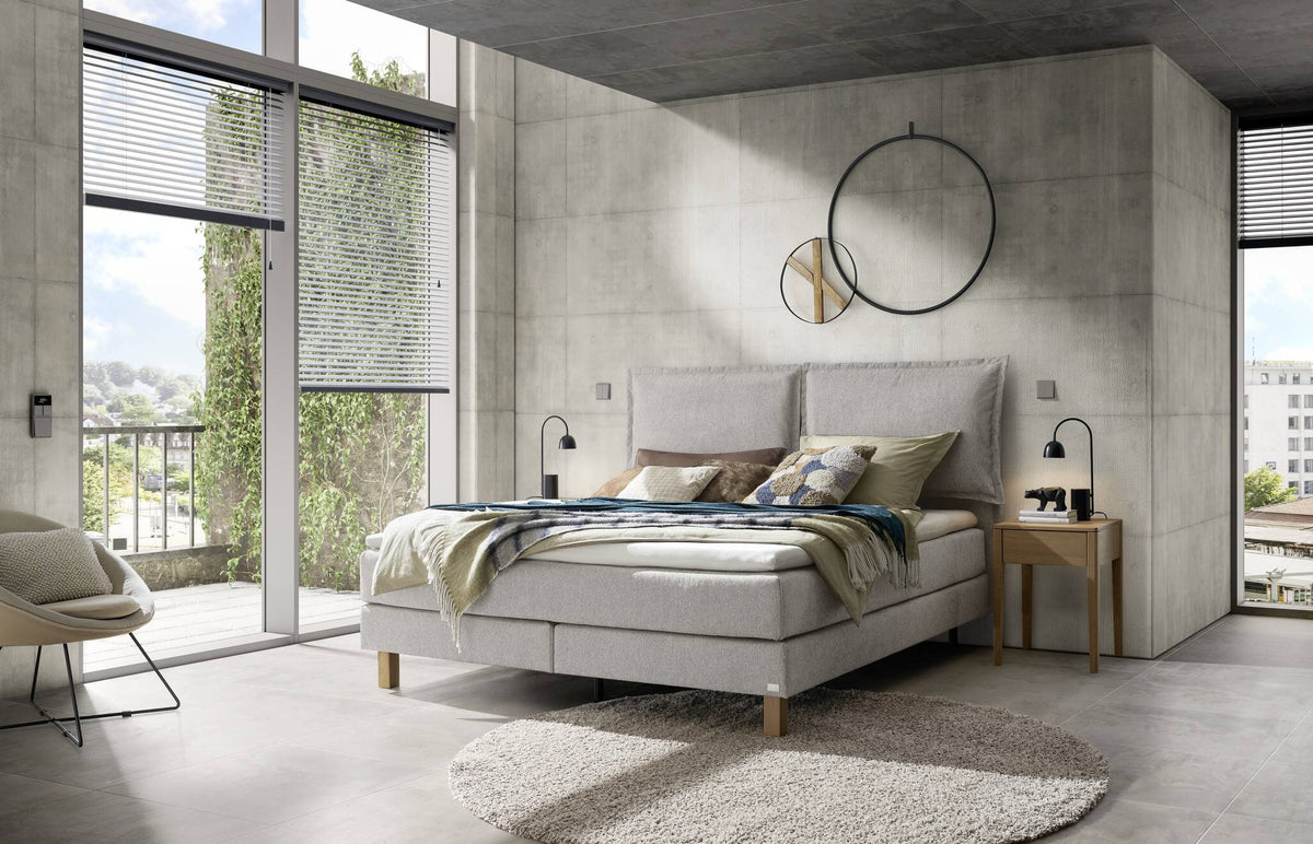 Hasena Bonita Boxspringbett – 140 x 200 cm, Lovely-Top, Pace light grey