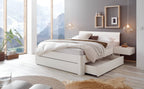 Hasena Stupendo Bett MDF mit Stauraum – 140 x 200 cm, Kernbuche natur, geölt, Folie, 10-Weiss