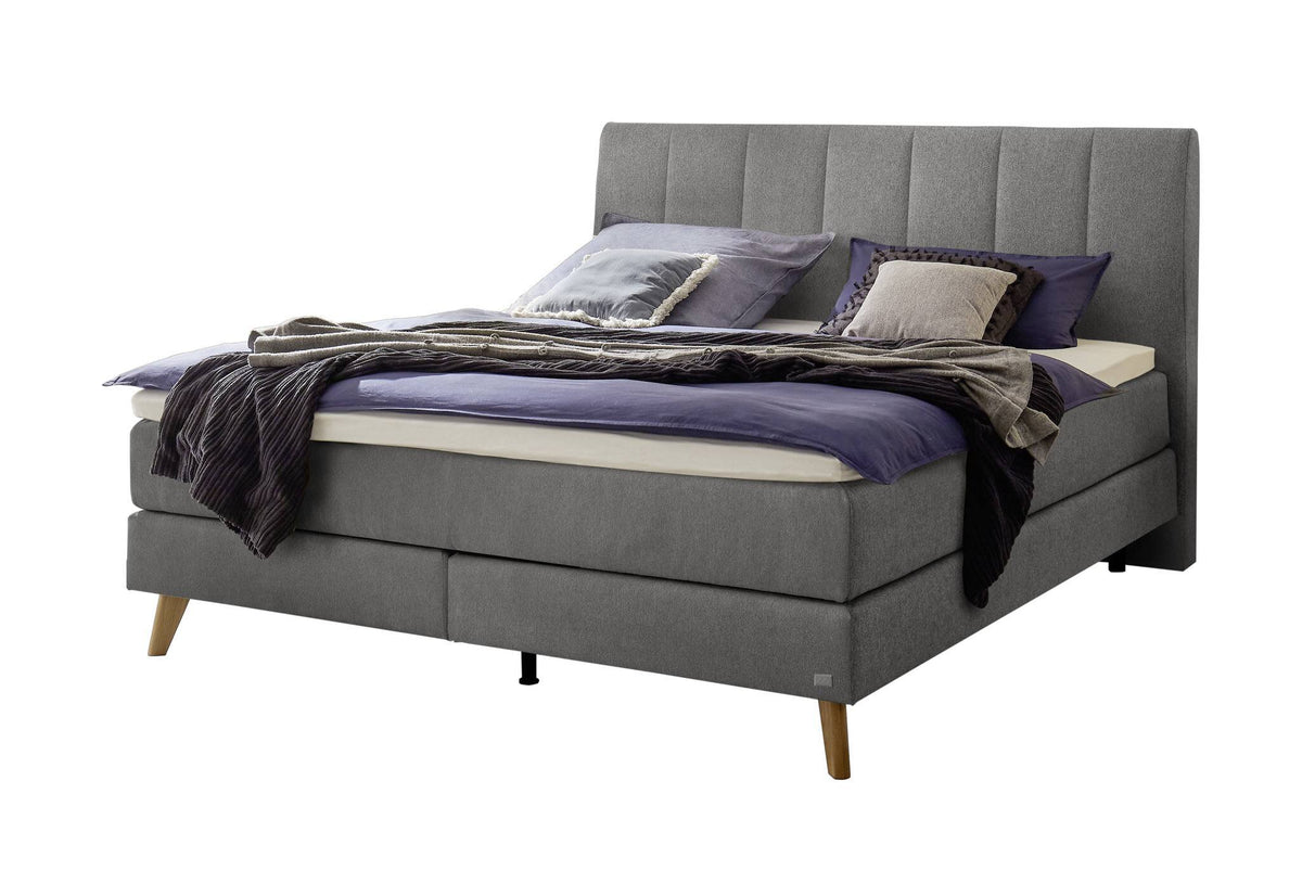 Hasena Fernanda Boxspringbett – 140 x 200 cm, Glamour-Top, Pace grey