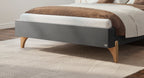 Hasena Renata Polsterbett – 160 x 200 cm, Fusshöhe 20 cm, Eiche bright, geölt, Pace light grey