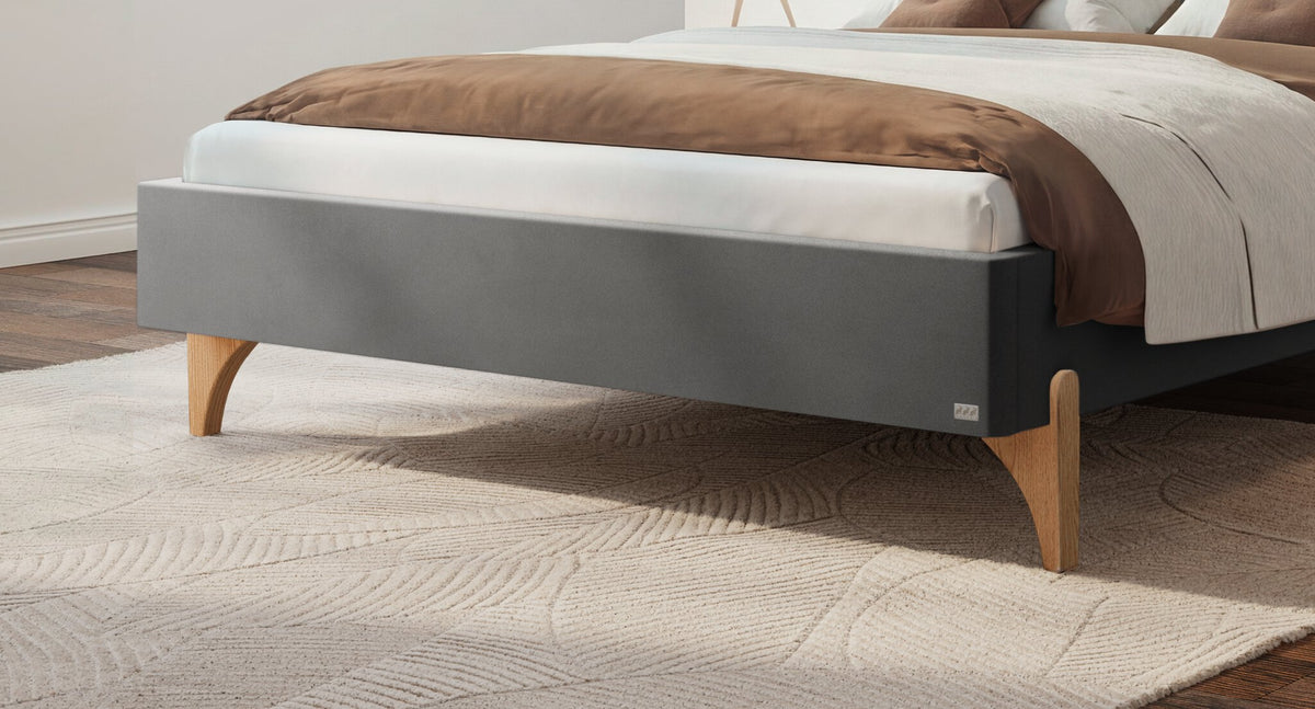 Hasena Renata Polsterbett – 160 x 200 cm, Fusshöhe 20 cm, Eiche bright, geölt, Pace light grey