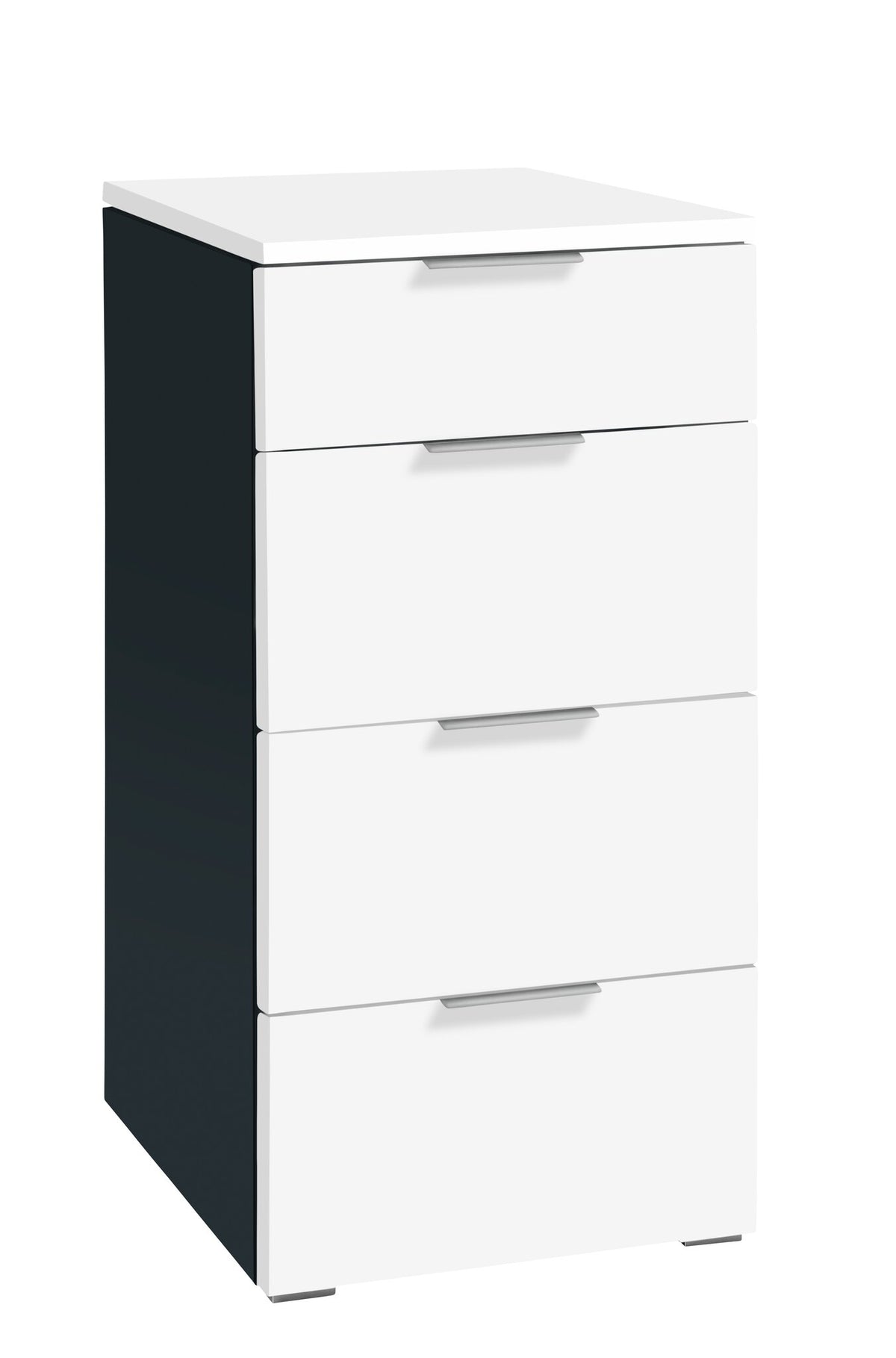 Hasena Quatro Kommode – montiert, Weiss, Schwarz
