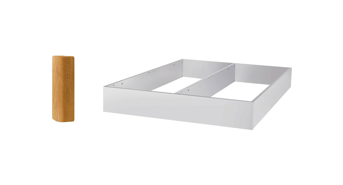 Hasena Practico-Rono Box 25 Bettschublade – 140 x 200 cm, 1 sektorig, Weiss, Wildeiche natur, geölt