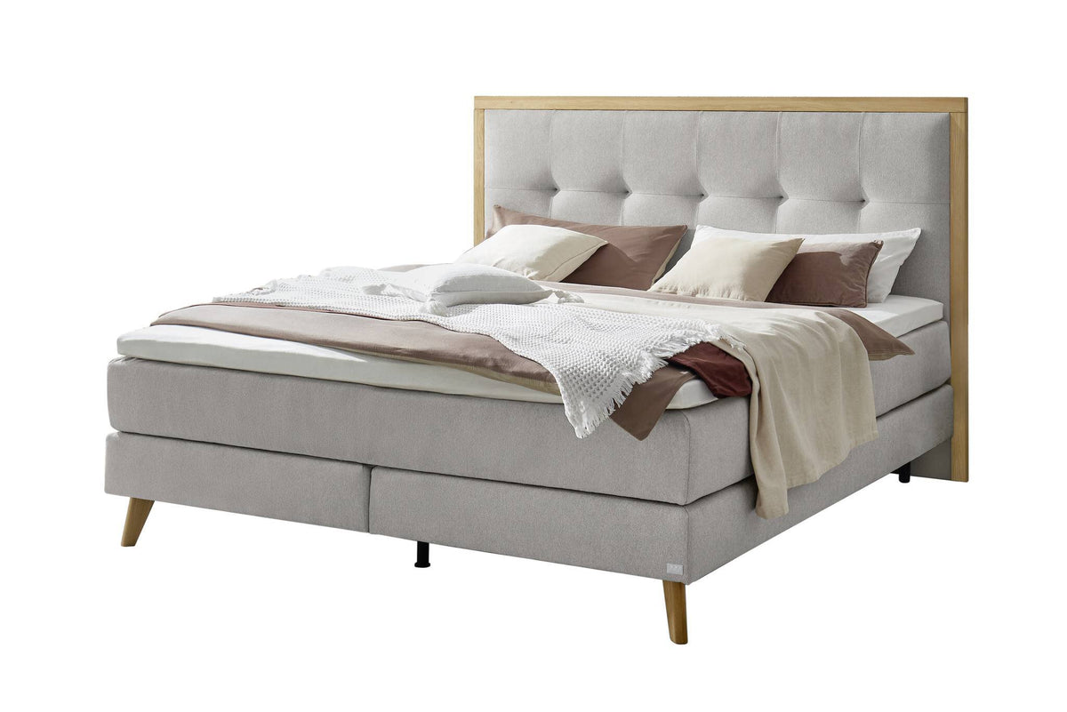 Hasena Marisol Boxspringbett – 140 x 200 cm, Glamour-Top, Pace light grey