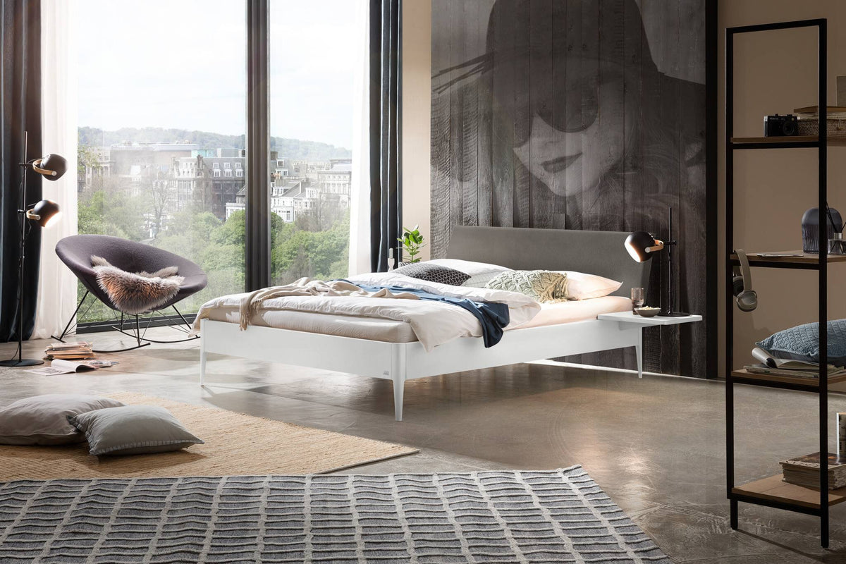 Hasena Fanano Bett mit Polsterkopfteil – 140 x 200 cm, 25 cm, MDF weiss deckend, lackiert