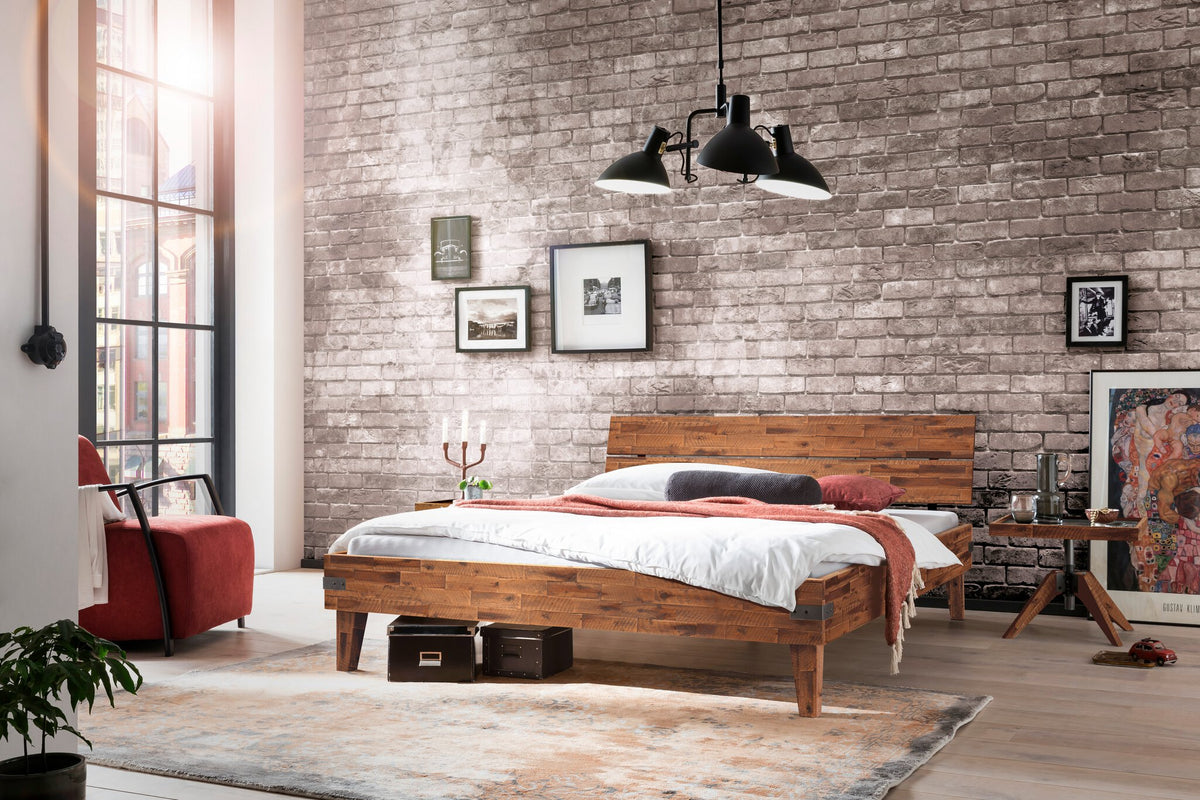 Hasena Aloa Massivholzbett – 90 x 200 cm, 25 cm, Akazie Vintage brown, lackiert