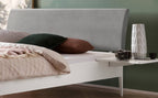 Hasena Sestola Bett mit Polsterkopfteil – 160 x 200 cm, Fusshöhe 20 cm, MDF weiss deckend, lackiert, 840-Pace light grey