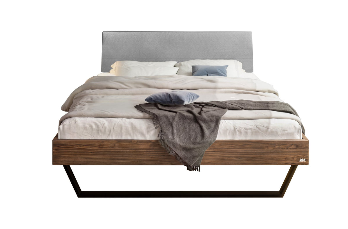 Hasena Ariana Massivholzbett – 140 x 200 cm, Fusshöhe 20 cm, Nussbaum, geölt, Pace light grey