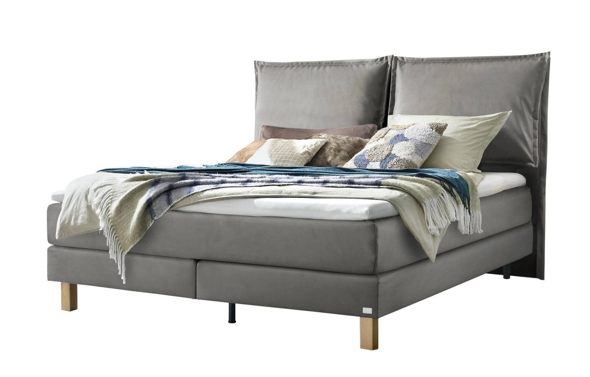 Hasena Bonita Boxspringbett – 140 x 200 cm, Glamour-Top, Monet steel