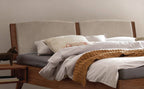 Hasena Fabro Bett mit Polsterkopfteil – 160 x 200 cm, Fusshöhe 25 cm, Nussbaum, geölt, 840-Pace light grey