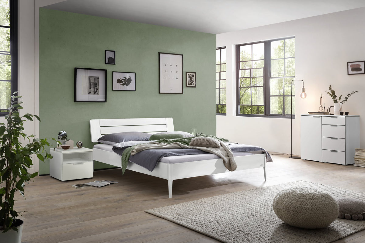 Hasena Busseto Bettgestell – 140 x 200 cm, 25 cm, MDF weiss deckend, lackiert