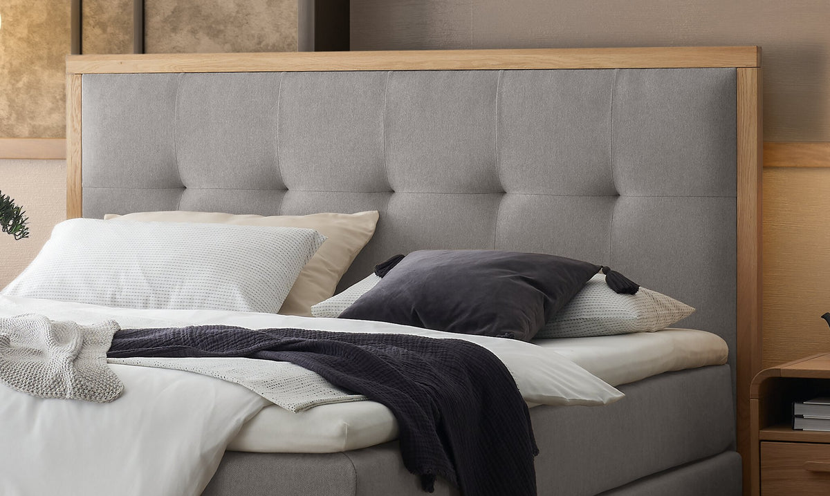 Hasena Solara Boxspringbett – 140 x 200 cm, Elegance-Top, Pace grey