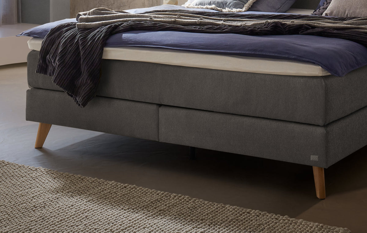Hasena Fernanda Boxspringbett – 160 x 200 cm, Glamour-Top, Pace light grey