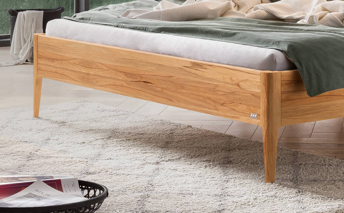 Hasena Varese Massivholzbett mit Polsterkopfteil – 160 x 200 cm, Fusshöhe 20 cm, Wildeiche natur, geölt, 841-Pace grey