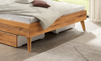 Hasena Taliana Massivholzbett mit Polsterkopfteil – 160 x 200 cm, Fusshöhe 25 cm, Nussbaum, geölt, Pace light grey