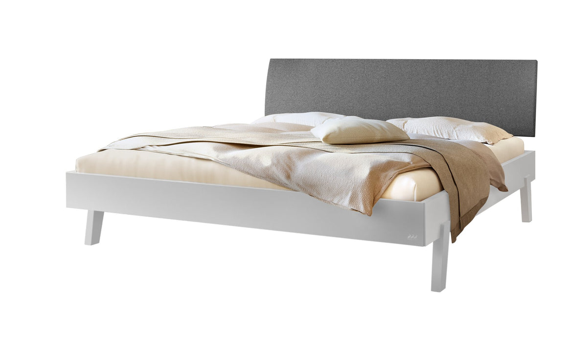 Hasena Lorenzo Bettgestell – 90 x 200 cm, Fusshöhe 20 cm, MDF weiss deckend, lackiert, Pace grey