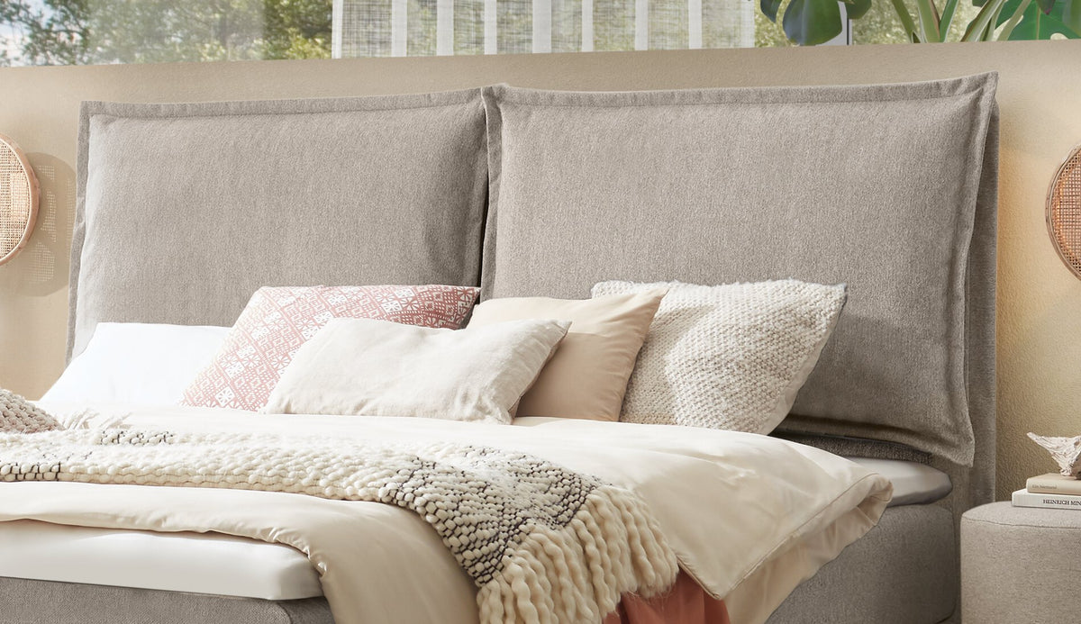 Hasena Zamora Boxspringbett – 140 x 200 cm, Elegance-Top, Pace grey