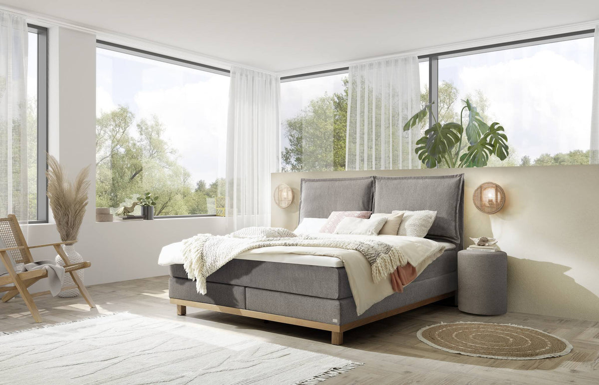 Hasena Zamora Boxspringbett – 140 x 200 cm, Lovely-Top, Pace grey